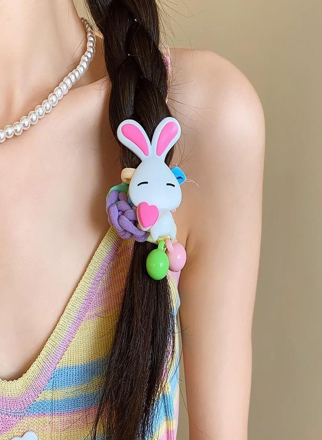 FICTIOUS Lovely Hair Ties for Girls - Colorful Elastic Hair Ties with Cute Cartoon Decoration, Hair Rope Hair Accessories for Children- 3 pc, Multi Color. - Image 4