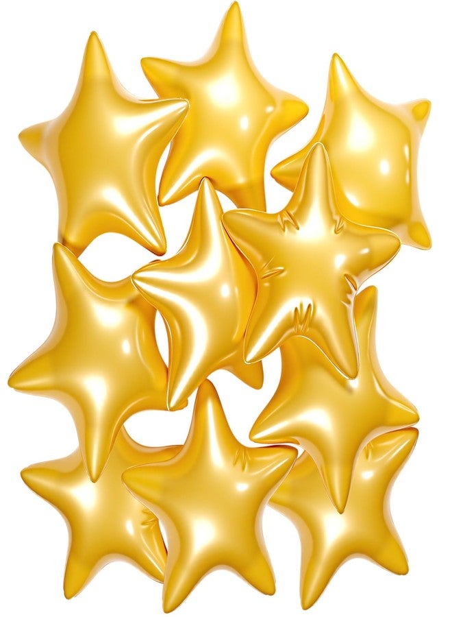 Lunmon 10 Pcs Gold Star Beach Balls 12 Inches Inflatable Star Shaped Beach Ball Floating Ball for Swimming Pool Favor Water Gender Reveal Wedding Party Prom(Stylish Style) - Image 2