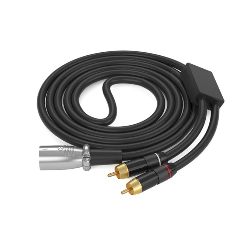 كابل محول صوتي ستيريو من XLR ذكر إلى 2 RCA أسود بطول 8 أمتار لمكبرات الصوت والشاشات - Image 1