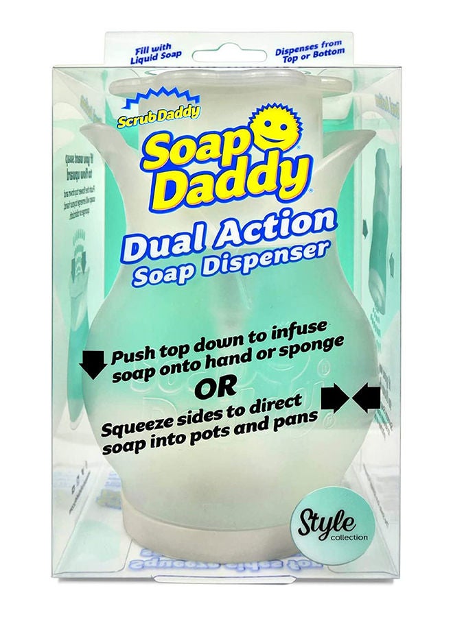 Scrub Daddy Soap Daddy Dual Action Soap Dispenser, Refillable Liquid Dish Soap Pump for Kitchen Sink, Top Press and Side Squeeze Soap Dispenser for Sponge and Cookware Cleaning - Image 1
