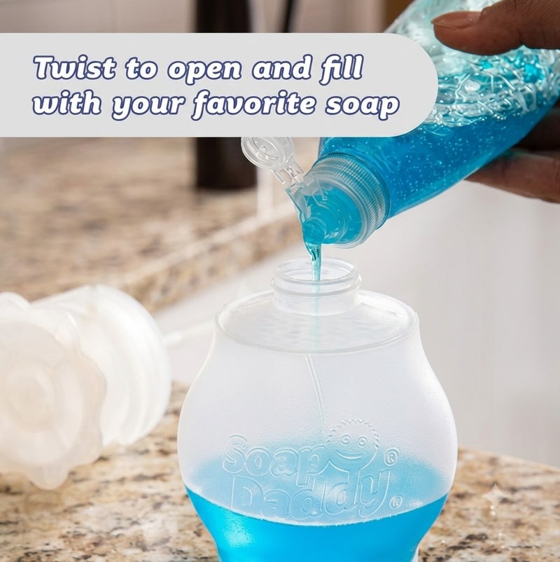 Scrub Daddy Soap Daddy Dual Action Soap Dispenser, Refillable Liquid Dish Soap Pump for Kitchen Sink, Top Press and Side Squeeze Soap Dispenser for Sponge and Cookware Cleaning - Image 4