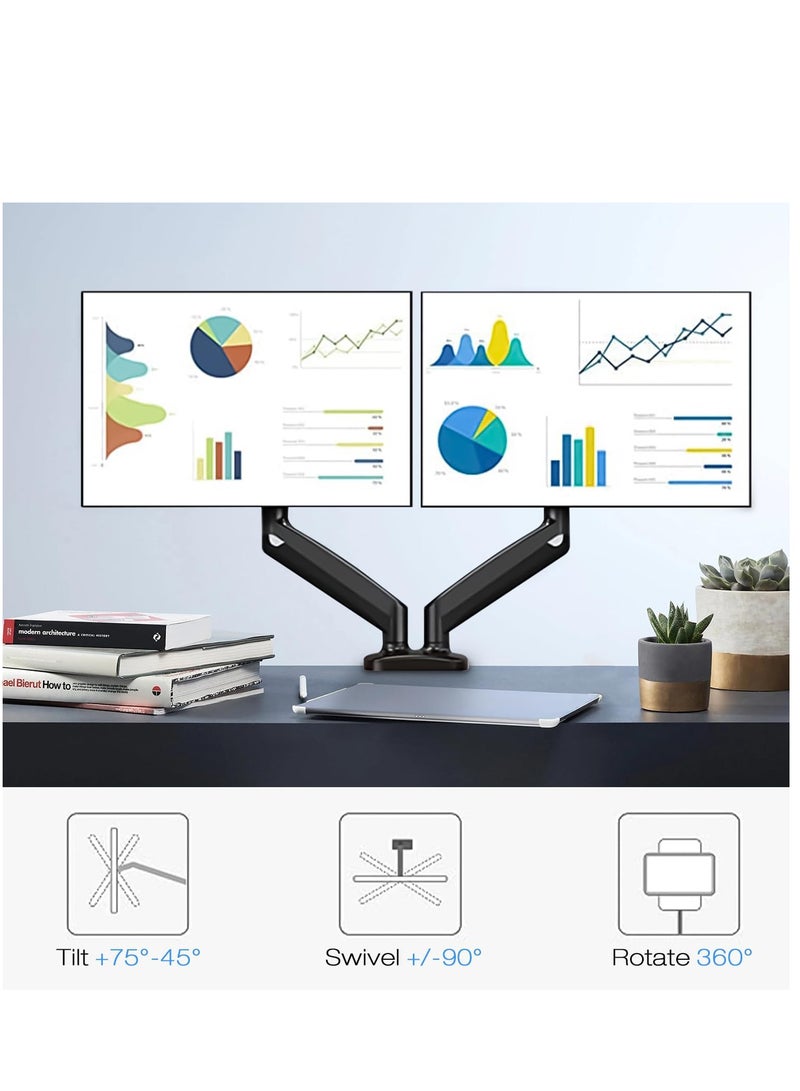 Dual Monitor Stand, Adjustable Gas Spring Monitor Desk Arm, Heavy Duty Monitor Mount, Load Capacity 2-10 KG VESA Monitor Stand, Suitable for 13 to 32 inch Computer Monitor Mount for Home Office - Image 4
