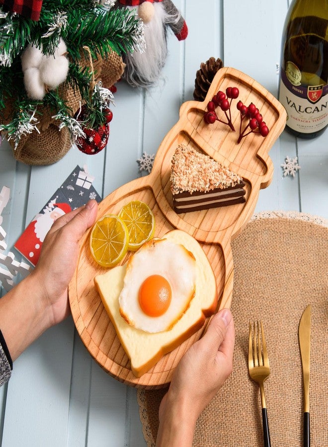 FOBSME Christmas Wooden Serving Tray Snowman Platter Charcuterie Board Cheese Cookie Snack Dish for Xmas Winter Holiday Housewarming Table Supply, 14.17x8.15x0.59 - Image 4