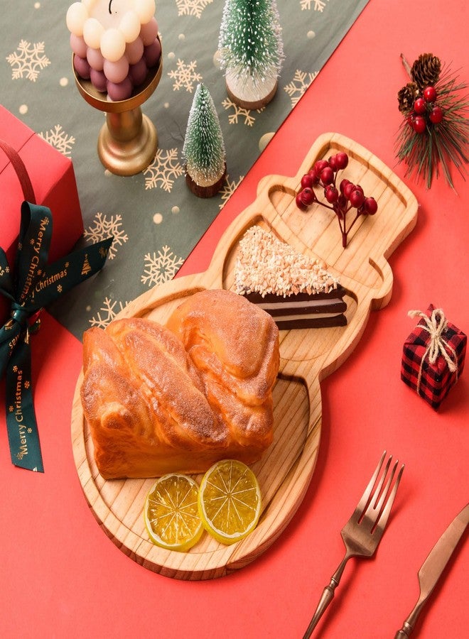 FOBSME Christmas Wooden Serving Tray Snowman Platter Charcuterie Board Cheese Cookie Snack Dish for Xmas Winter Holiday Housewarming Table Supply, 14.17x8.15x0.59 - Image 3