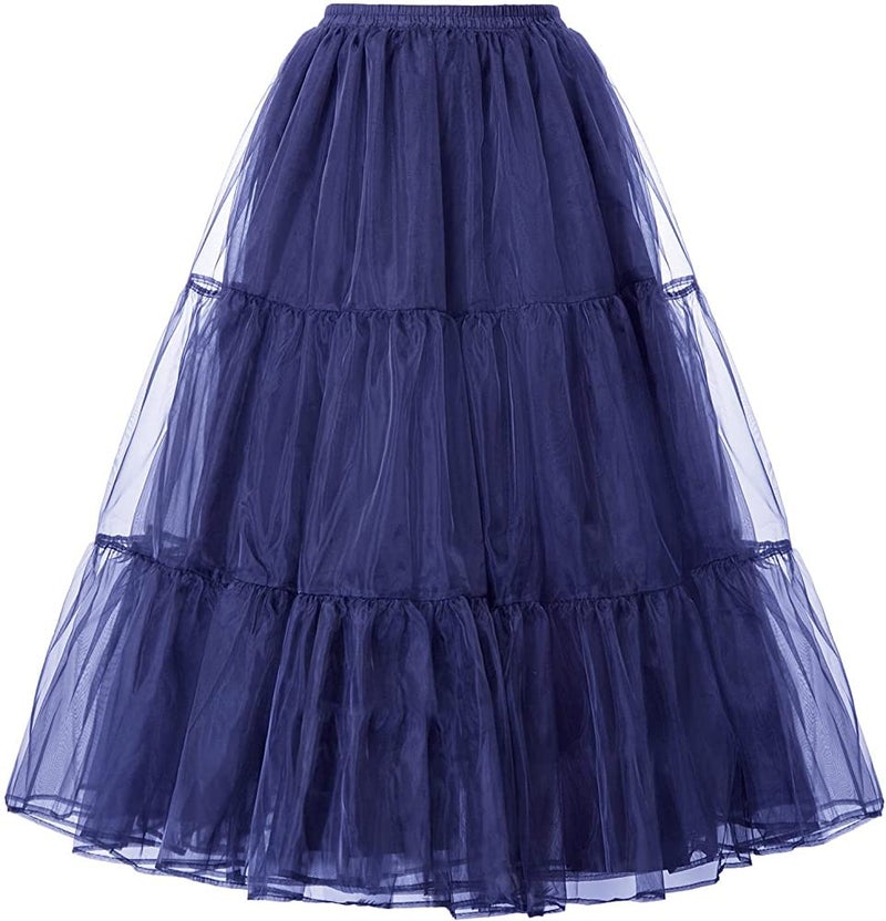 PINK WINGS Women's Ankle Length Cancan Underskirt Petticoats Hardnet (Small, Blue) - Image 1