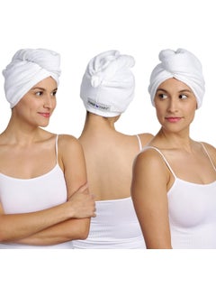 Turbie Twist Turbie Twist 3Pack Cotton Hair Towel Wrap for Beauty Travel Gifting  FastDrying Turban for Luxurious Personal Care  For All Hair Types  Lengths  White 