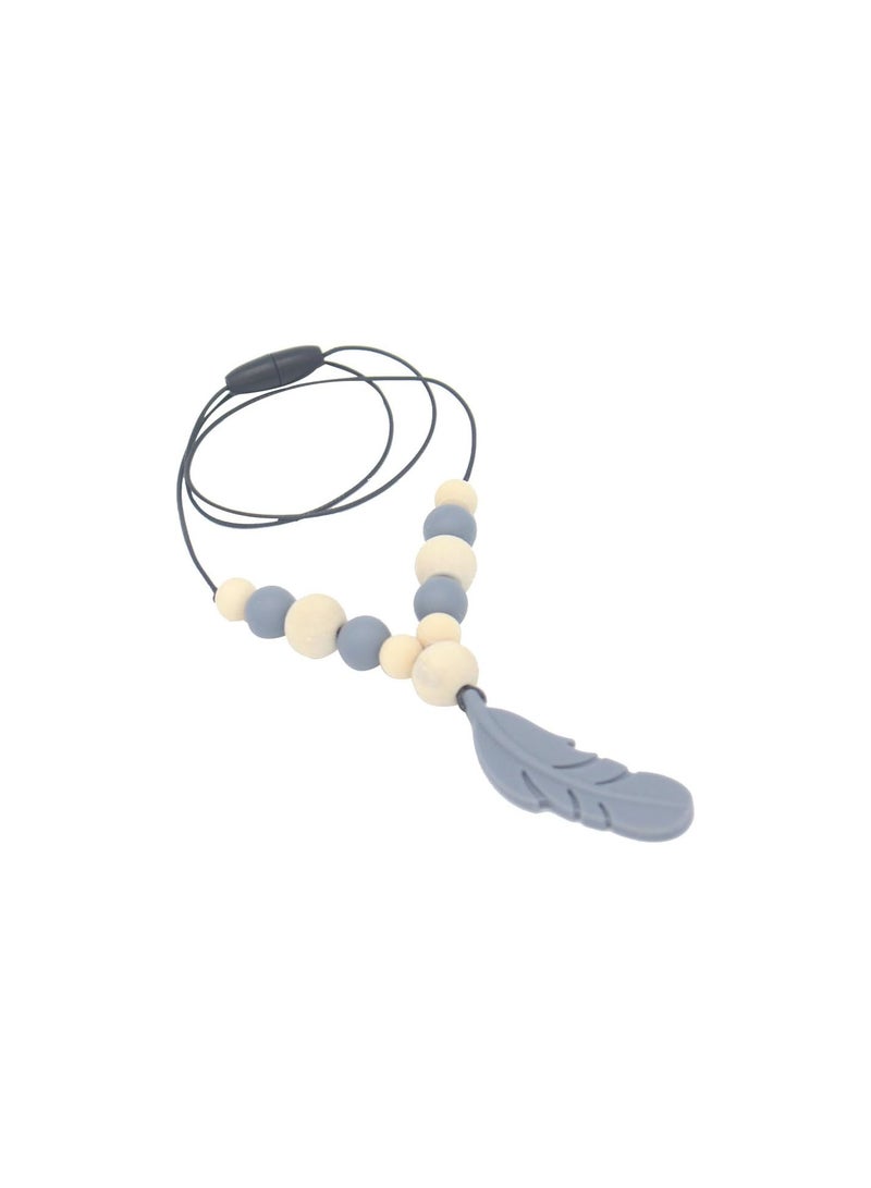 GGOOT Silicone Teething Necklace Nursing Necklace Beads Baby Teether Necklace for Mom Wear (Dark Blue) - Image 1