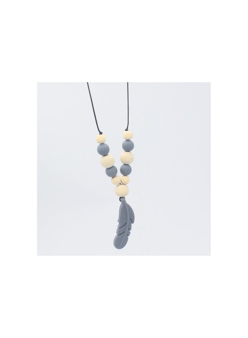 GGOOT Silicone Teething Necklace Nursing Necklace Beads Baby Teether Necklace for Mom Wear (Dark Blue) - Image 2