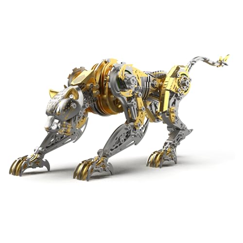 Wauvmoss 3D Metal Puzzle for Adults 506Pcs Steampunk Mechanical Leopard Model Kits to Build DIY Creative Art Desktop Ornament for Home Office Decor Gold - Image 1