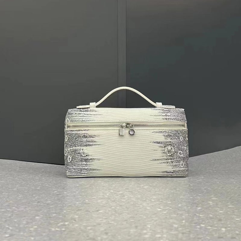 New Box Bag 19Cm Lizard Pattern Crocodile Pattern Ostrich Pattern Simple And Atmospheric Handbag Genuine Leather Cross-Body Bag For Women - Image 1