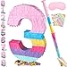 PCFING 20 Inch Number 3 Piata Candy Color with 30 Inch Piata Stick Blindfold Confetti for Boys Girls Adults Birthday Party Decorations Anniversary Celebration Fiesta - Image 2