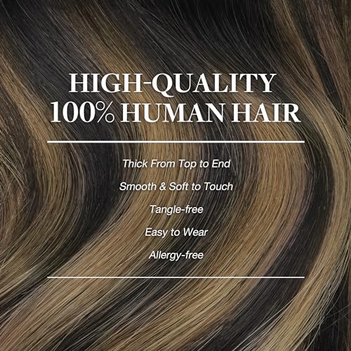Googoo GOO GOO Clip in Hair Extensions Real Human Hair, Remy Human Hair Extensions Clip ins for Women, Natural Human Hair, 18inch 120g 7Pcs, 1B/6/1B Balayage Natural Black to Chestnut Brown - Image 4