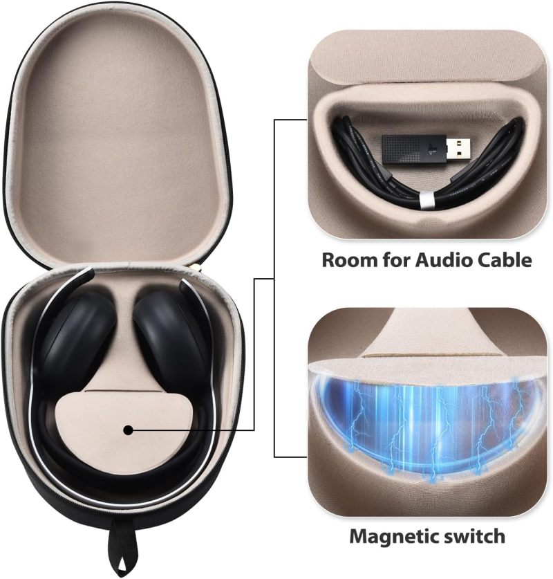 PS5 Pulse Elite Headphone Case: 250 X 208 X 133 Mm Hard EVA Shell - Magnetic Inner Storage Lightweight Travel Carrying Case for PS5 Gaming Headphone Travel & Daily Use - Image 4