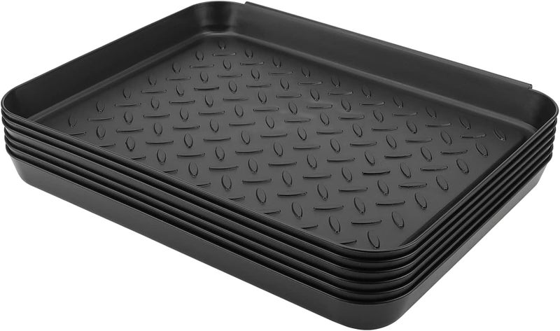 PINGEUI Pack of 6 35 x 27.5 x 3 cm Shoe Rack, Shoe Drip Tray, Large Shoe Storage Rack, Shoe Drip Tray, Shoe Tray for Indoor and Outdoor Use, Black - Image 1