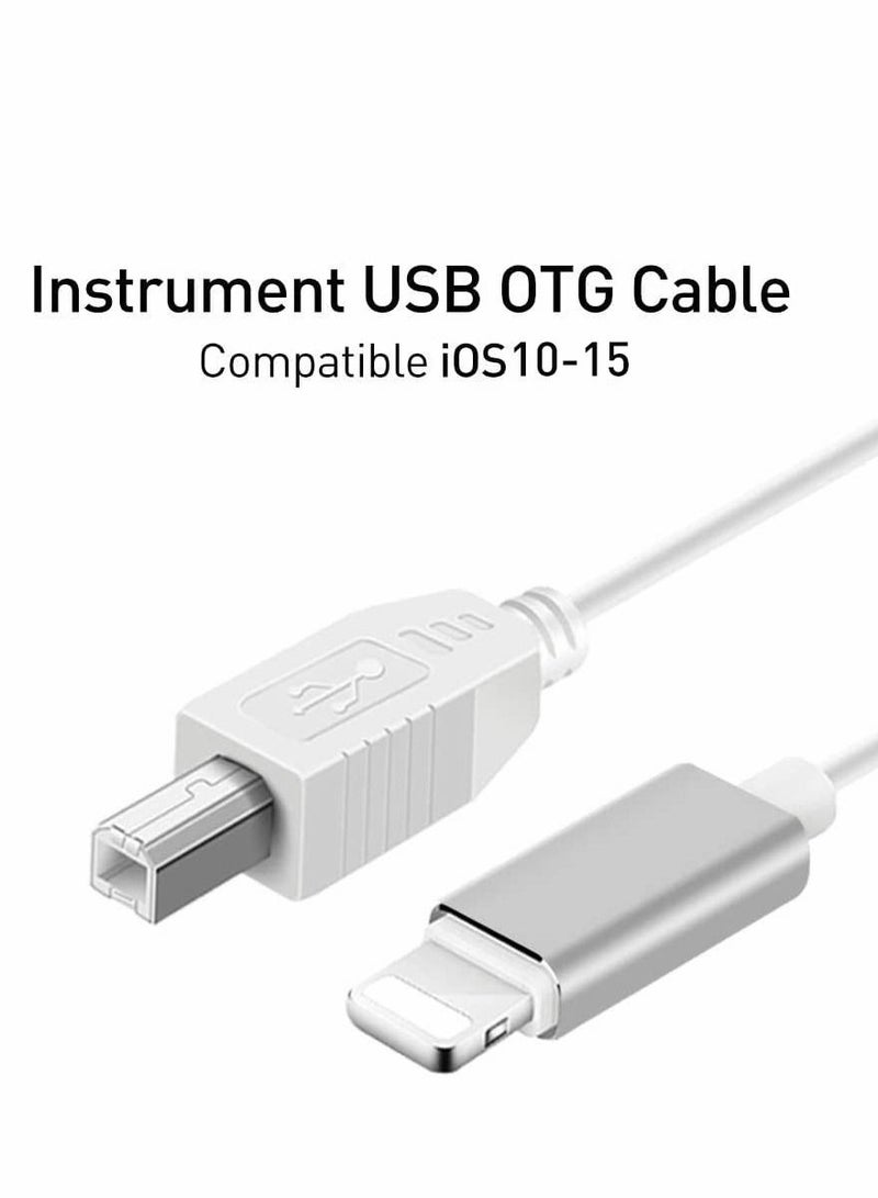 Excefore كابل USB 2.0 من النوع B إلى كابل MIDI كابل OTG متوافق مع أجهزة iOS إلى وحدة تحكم MIDI وأداة موسيقية إلكترونية ولوحة مفاتيح MIDI وواجهة صوتية للتسجيل وميكروفون USB بطول 100 سم - Image 2