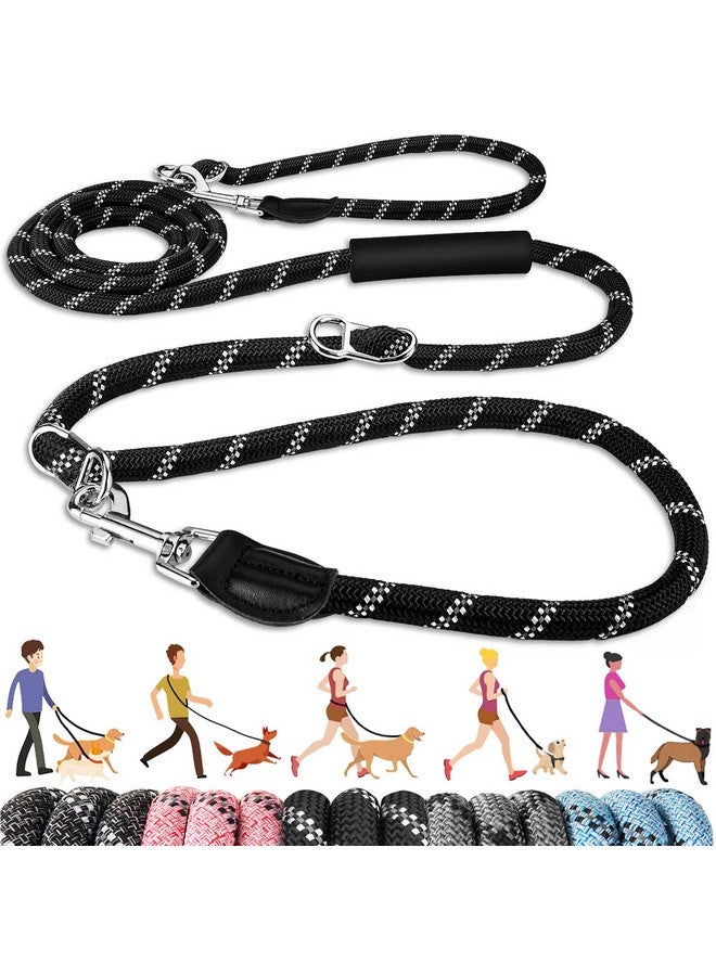 لوكوفي مقود الكلب من لوكوفي بدون استخدام اليدين، مقود تدريب قابل للتعديل بطول 10 أقدام، مقود نايلون شديد التحمل بسمك نصف بوصة، لا يسحب للكلاب الكبيرة والمتوسطة، مقود عاكس للخصر مانع للتشابك للمشي والجري، أسود - Image 1