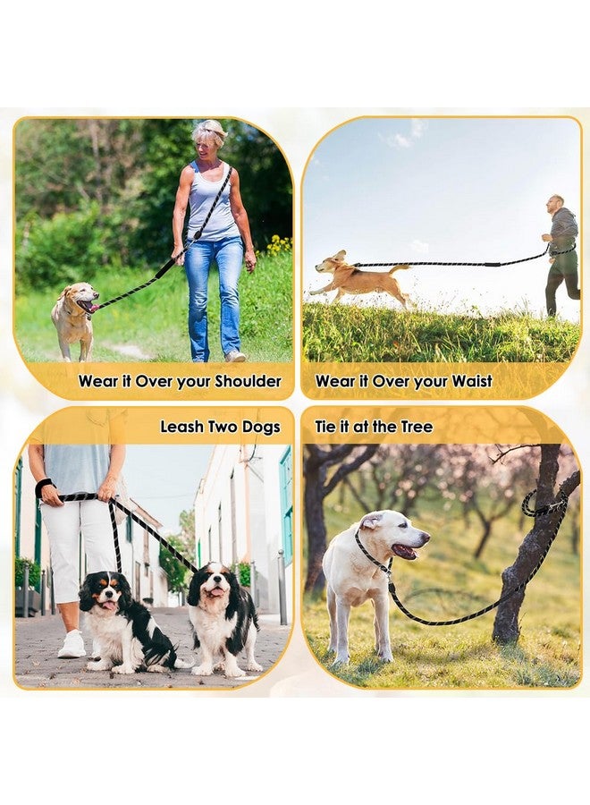 لوكوفي مقود الكلب من لوكوفي بدون استخدام اليدين، مقود تدريب قابل للتعديل بطول 10 أقدام، مقود نايلون شديد التحمل بسمك نصف بوصة، لا يسحب للكلاب الكبيرة والمتوسطة، مقود عاكس للخصر مانع للتشابك للمشي والجري، أسود - Image 4