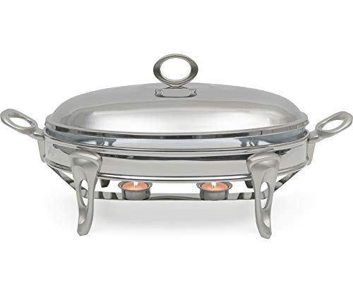3 QT Chafing Dish Buffet Set Food Warmers for Parties Buffet Oven Safe Glass Serving Dish with Stainless Steel Base and Cover
