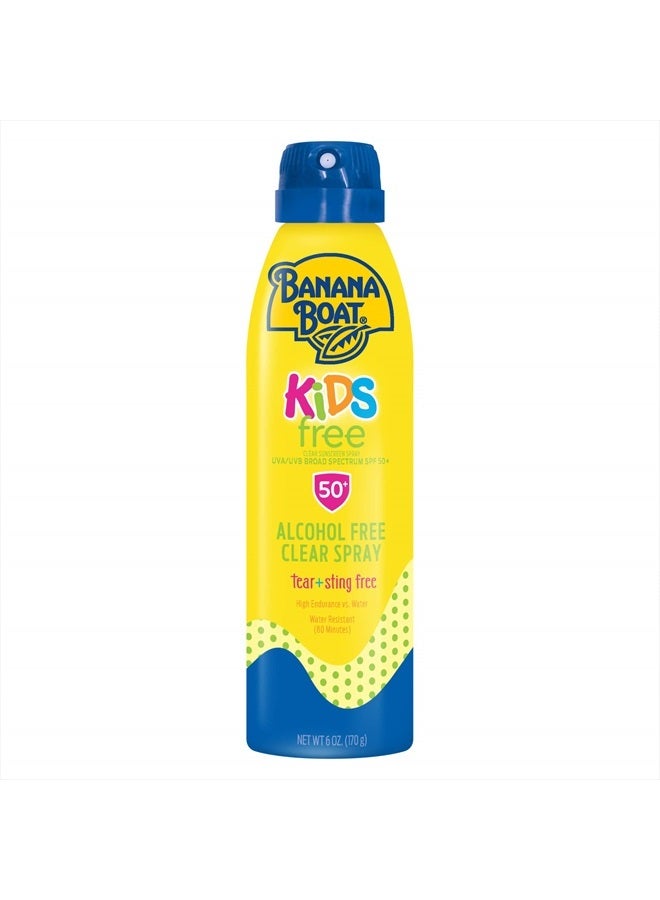 BANANA BOAT Kids Sunscreen Spray, Alcohol Free, Tear Free, Sting Free, Broad Spectrum SPF 50, 6oz. - Image 1