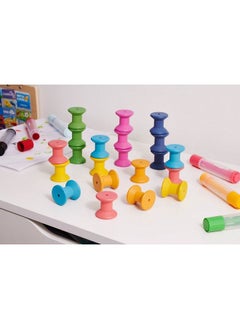 TickiT Rainbow Wooden Spools Set Of 21 Assorted Colors Loose Parts Wooden Toy For Babies And Toddlers 10M+ Inspire Curiosity And Openended Play  - Image 5