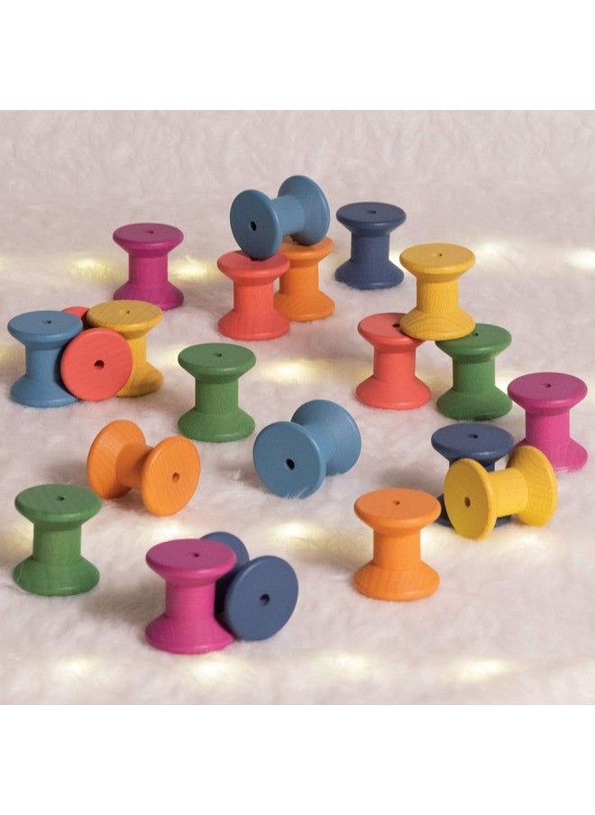 TickiT Rainbow Wooden Spools Set Of 21 Assorted Colors Loose Parts Wooden Toy For Babies And Toddlers 10M+ Inspire Curiosity And Openended Play  - Image 3