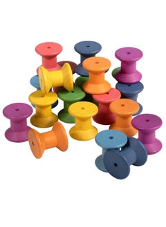 TickiT Rainbow Wooden Spools Set Of 21 Assorted Colors Loose Parts Wooden Toy For Babies And Toddlers 10M+ Inspire Curiosity And Openended Play  - Image 1