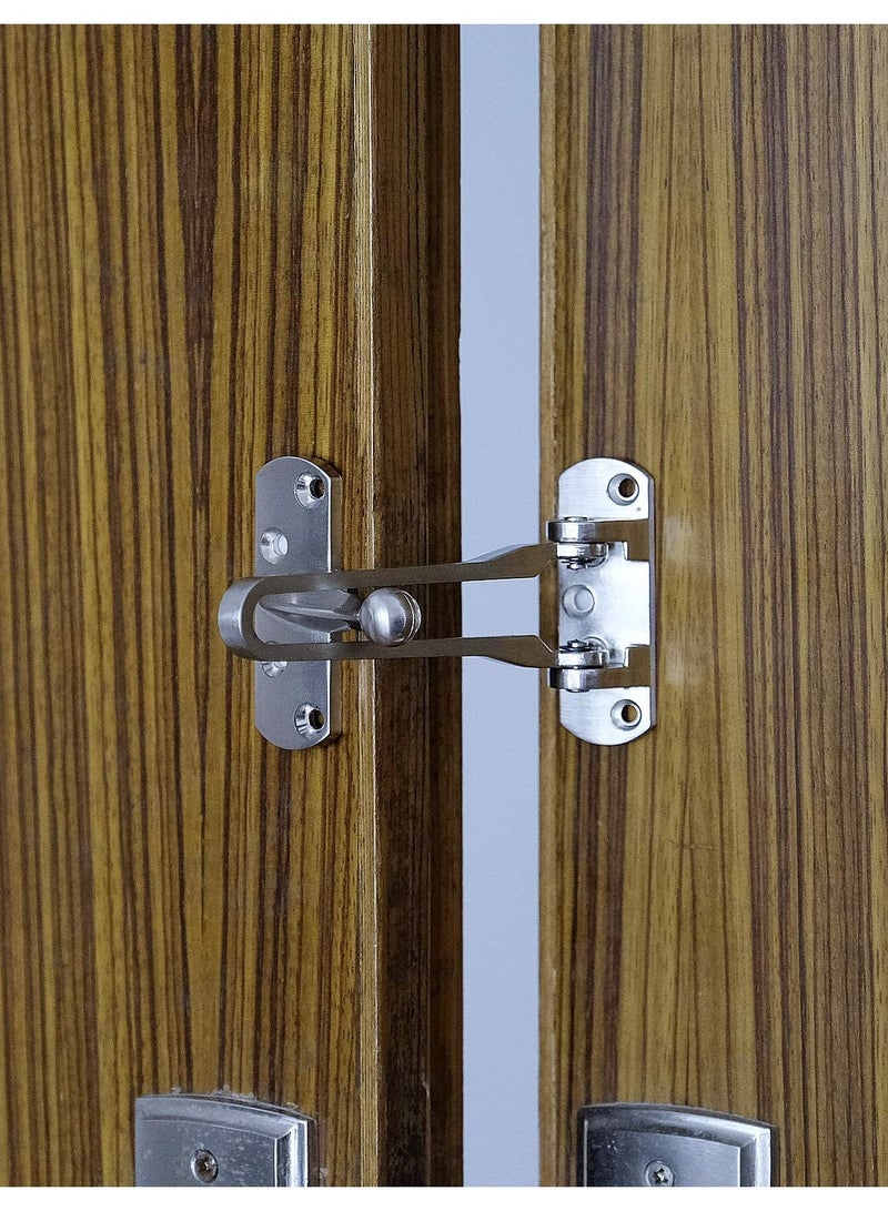 SYOSI Door Lock Latch, Home Security Door Lock Swing Bar Door Guard for Kids, Hotel Door Latch, Thicken Solid Zinc Alloy Reinforcement Lock, Silver 2 Pack - Image 3