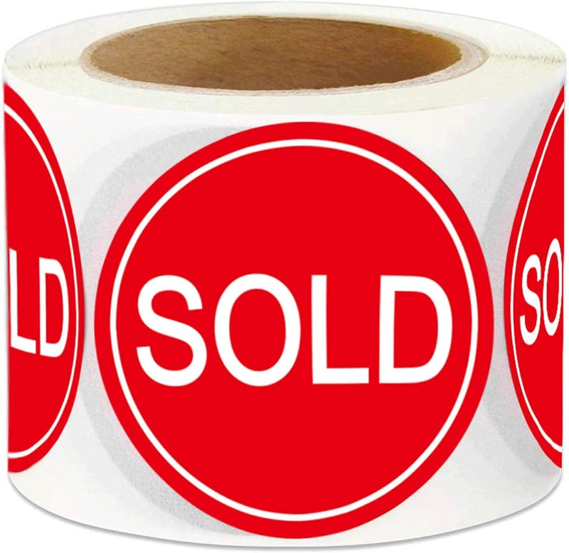 Well Tile 2 Inch Sold Stickers Fluorescent Red Sold Labels - Sold Point of Sale Pricing Inventory Control Labels for Retail Store Shop Tag Yard Sale 500 Pcs - Image 1