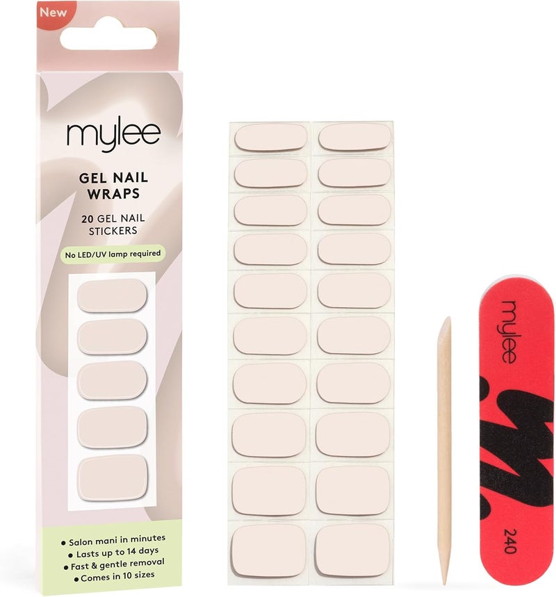Mylee Gel Nail Wraps 10 PreCured Gel Stickers for Instant Mani No Lamp Needed ChipResistant Glossy Finish Lasts Up to 14 Days Easy to Apply Vegan CrueltyFree 0019 Stone Cold