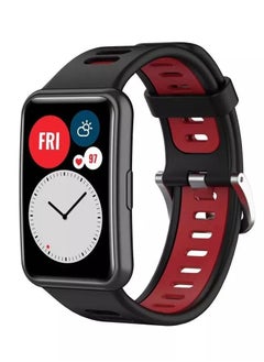 Silicone strap for Huawei Watch Fit original smartwatch watchband replacement correa strap for Huawei Watch Fit protective case_Black/Red