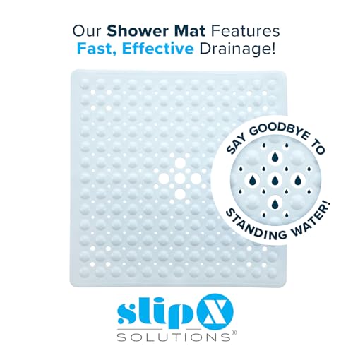 SlipX Solutions Essential Square Shower Mat, 21"x21", Grippy Textured Surface, 25% Stronger Suction Cups, Non-Slip Shower Floor Mat for Bathers of All Ages, Fits Standard Shower Stalls & Tubs, White - Image 5