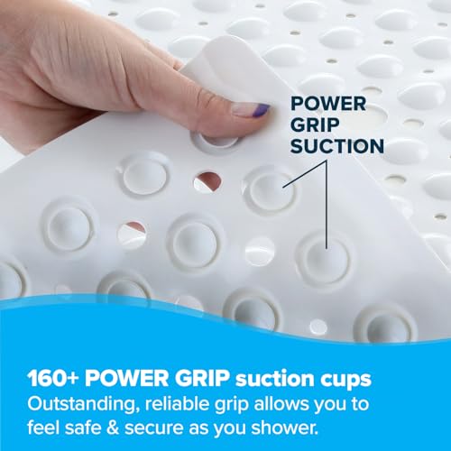 SlipX Solutions Essential Square Shower Mat, 21"x21", Grippy Textured Surface, 25% Stronger Suction Cups, Non-Slip Shower Floor Mat for Bathers of All Ages, Fits Standard Shower Stalls & Tubs, White - Image 3