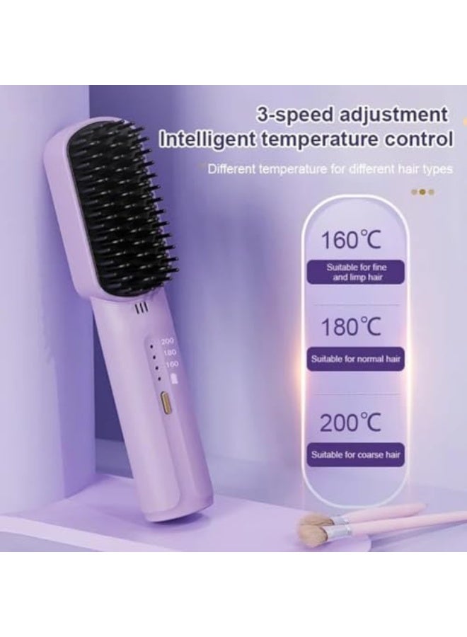Excefore Cordless Hair Straightener Brush, Portable Mini Ionic Hot Comb Straightener for Women, Lightweight for On-The-Go Travel, Type-C Charging, Anti-Scald, Holiday Gift for Girl - Image 4