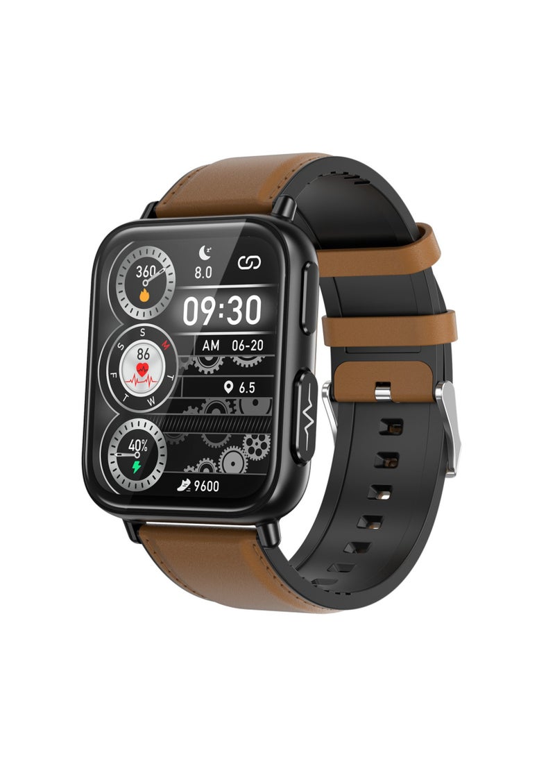 AROAQ Accurate Measure Blood Sugar Smart Watch Men ECG+PPG Heart Rate Blood Oxygen Health Smartwatch Women Sport Watches( Leather Strap With 1Extra Strap ) - Image 1