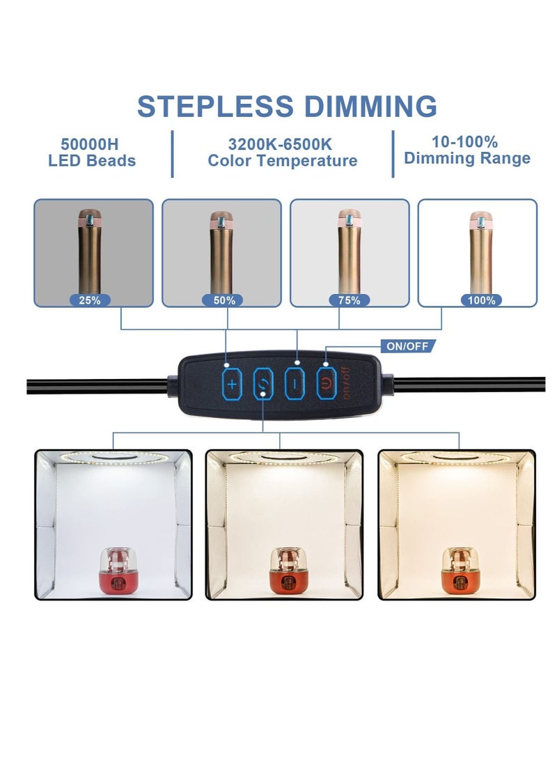 Captaintech Photo Studio Light Box, 12''x12'' Photography Adjustable Brightness Shooting Tent Kit with 120 LED Lights & 6 Backdrops for Jewelry and Small Items - Image 2