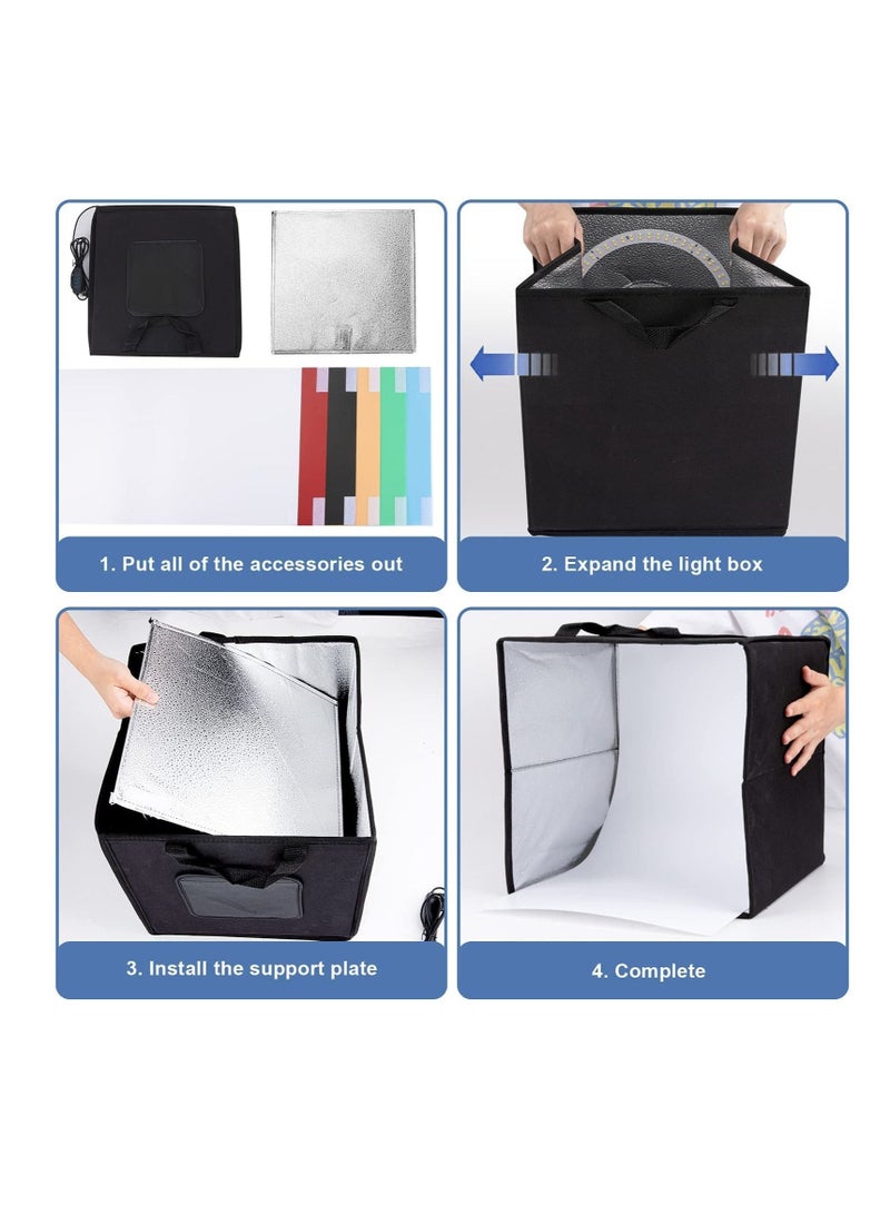 Captaintech Photo Studio Light Box, 12''x12'' Photography Adjustable Brightness Shooting Tent Kit with 120 LED Lights & 6 Backdrops for Jewelry and Small Items - Image 5