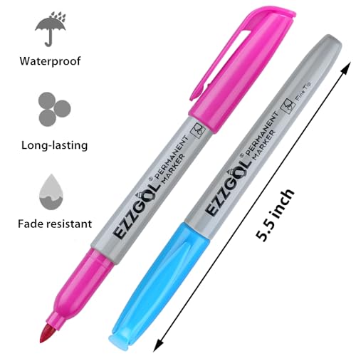 Ezzgol Permanent Markers Bulk, Permanent Marker Bulk Pack of 72, 12 Assorted Colors, Fine Point Permanent Markers For Kids and Adult Coloring as Office, School Supplies - Image 3