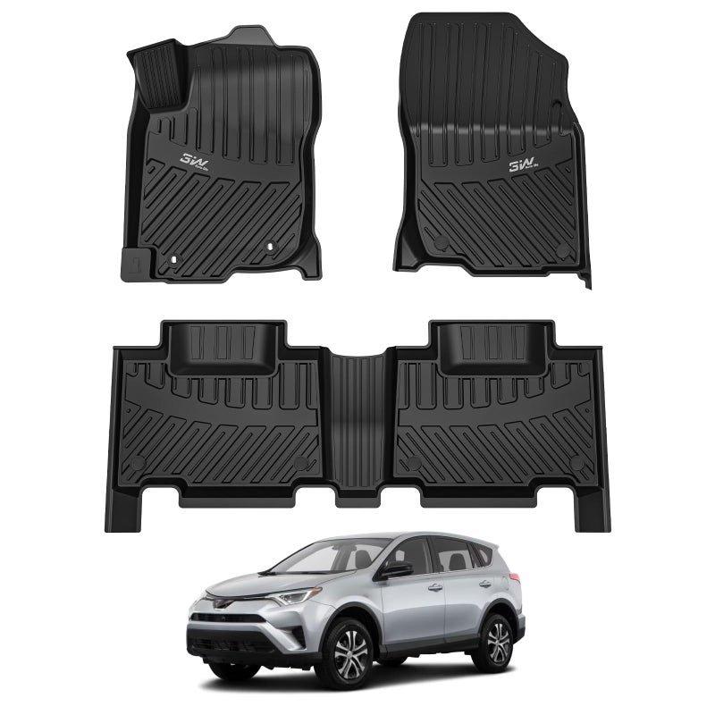 3W Floor Mats Fit Toyota RAV4 20132018 Nor for Hybrid or Prime TPE All Weather Custom Fit Floor Liner for Toyota RAV 4 LEXLESELimitedPlatium Car Liners Black