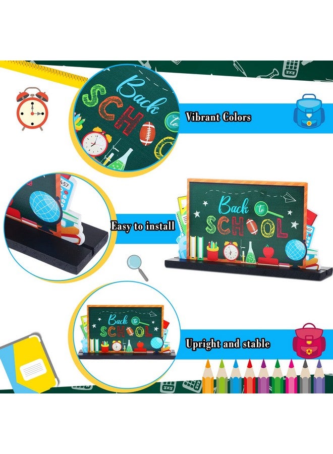 Shellwei 4 Pieces Back To School Wooden Table Centerpiece Decor First Day Of School Wood Sign Back To School Party Decoration Teacher Ready To Learn Table Toppers For School Classroom Home Teacher Party Decor - Image 4