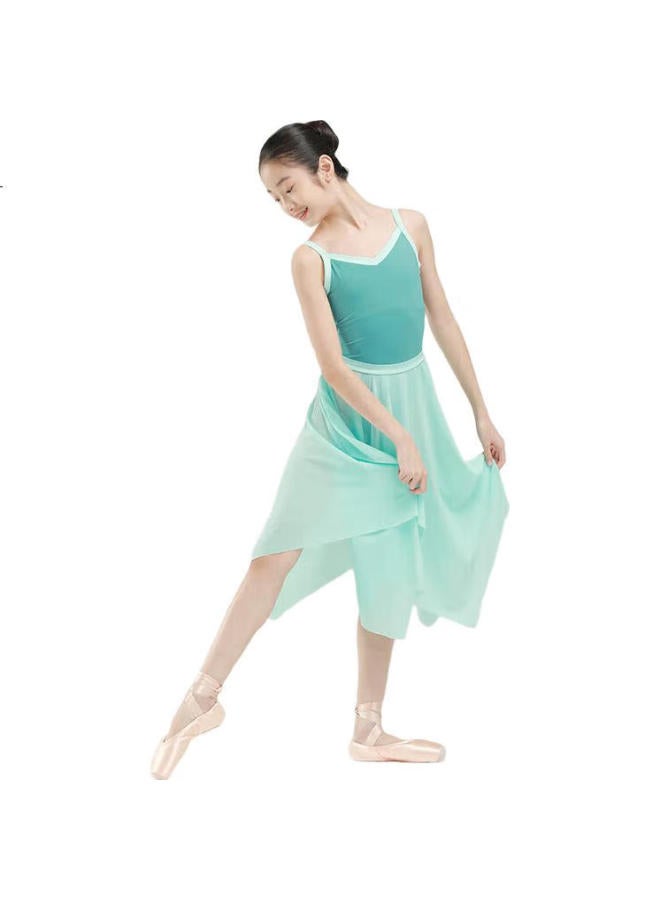 Sansha Girls' Ballet Leotard, Color-Block V-Neck Camisole Dance Costume For Children'S Practice, Light Blue, Size S - Image 3
