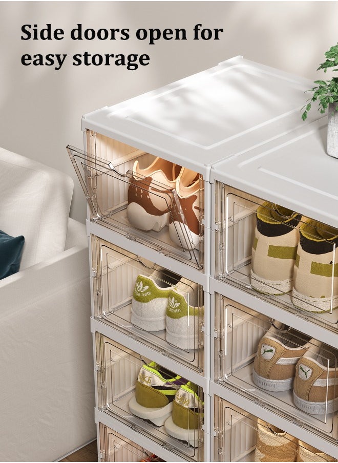 VOGMAX 5-tier foldable shoe rack for closet storage boxes Transparent shoebox stackable - white  - Image 3