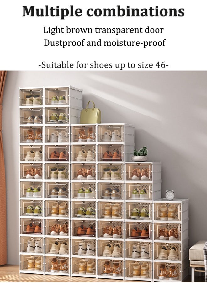 VOGMAX 5-tier foldable shoe rack for closet storage boxes Transparent shoebox stackable - white  - Image 5