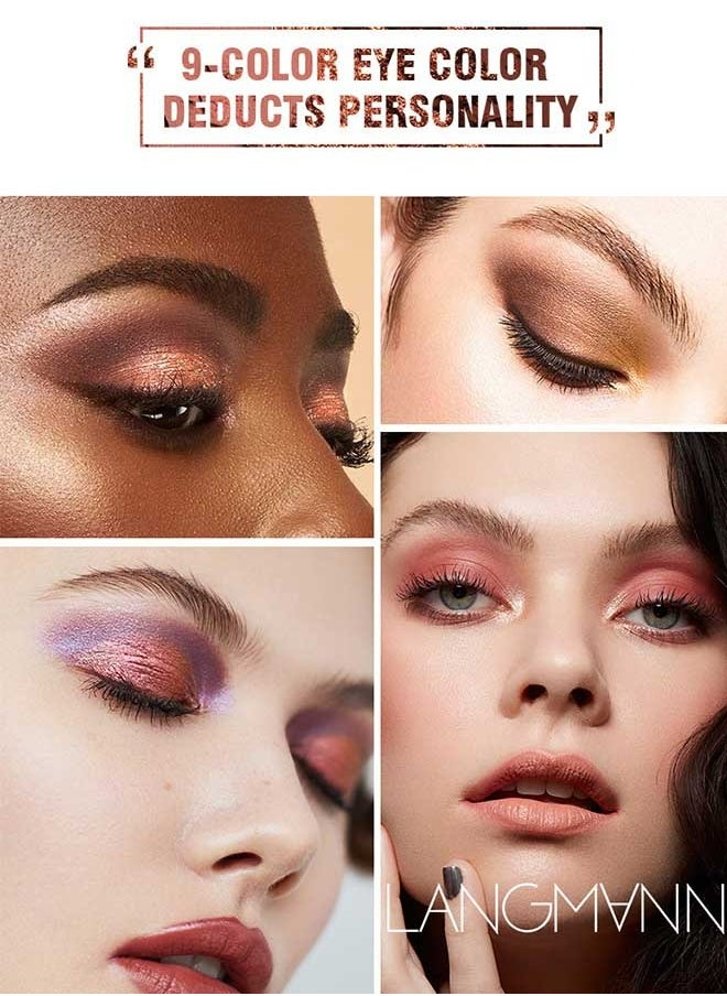 LANGMANNI Eyeshadow Palette, 9 Color Eye Shadow Plate, Glitter Matte Natural Neutral Colorful Eyeshadow, Waterproof Long Lasting Natural Mixing Pigment Eyeshadow Palette Makeup (Natural Color)  - Image 3