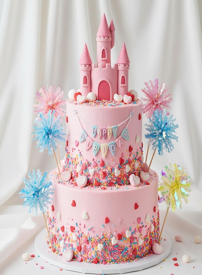 Aysatogc 30 Pcs Foil Firework Cupcake Toppers, Happy Birthday Cake Toppers Sparkle Tinsel Firework Cake Toppers Cocktail Food Fruit Toothpick for Cakes Decoration Party Supplies - Image 3