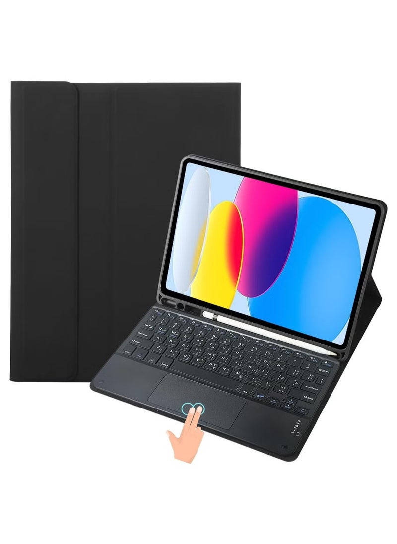 TWEGGON Keyboard Case with Touchpad for iPad (A16) 11th Generation 2025 with Pencil Holder Black  - Image 1