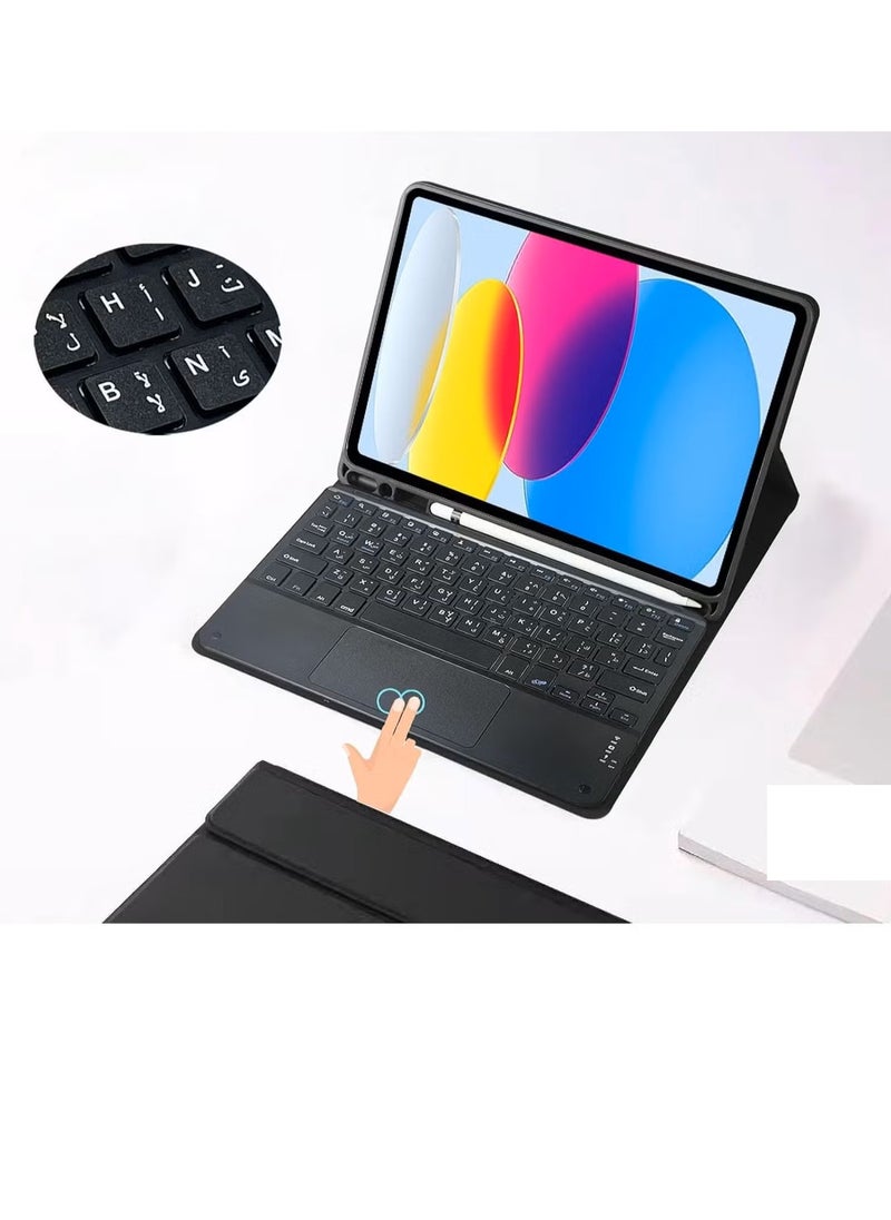 TWEGGON Keyboard Case with Touchpad for iPad (A16) 11th Generation 2025 with Pencil Holder Black  - Image 3