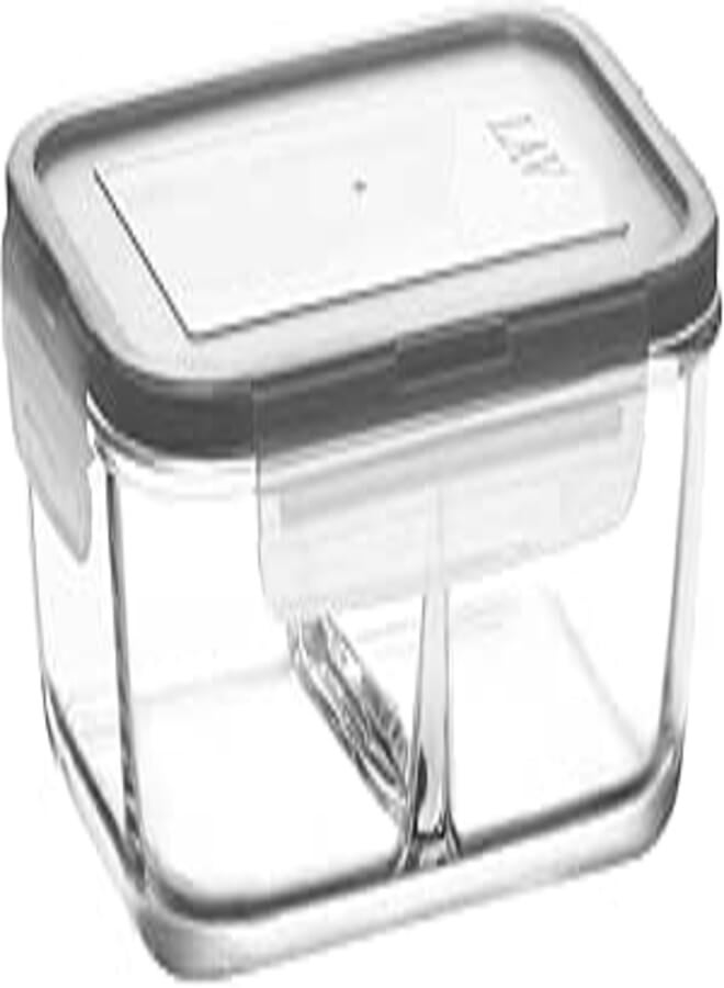 LAV fresco 297 CUBE Glass Storage Container with Airtight Gray cover 1120cc, Elegant design, Trusted Brand, Attractive shape