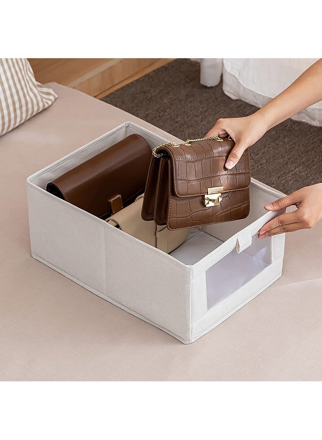 House of Quirk Durable And Versatile Closet Drawer Organizers And Storage Baskets, Rectangle Storage Boxes, Fabric Storage Containers For Pants, Shirt, Sweaters, Bra Panty, Socks (Beige,Pack Of 3) - Image 5