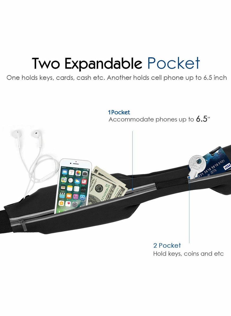 Excefore حزام الجري الرياضي، حزام رياضي للورك للجنسين والكبار، حقيبة تخزين للجري على الخصر - Image 3