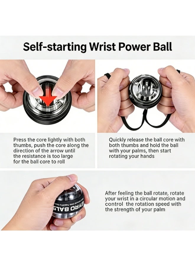 CKIKH wrist-powered gyroscope ball, torque ball hand trainer, grip strength trainer, used to strengthen arm and finger muscles, forearm strength trainer, hand enhancer. - Image 4